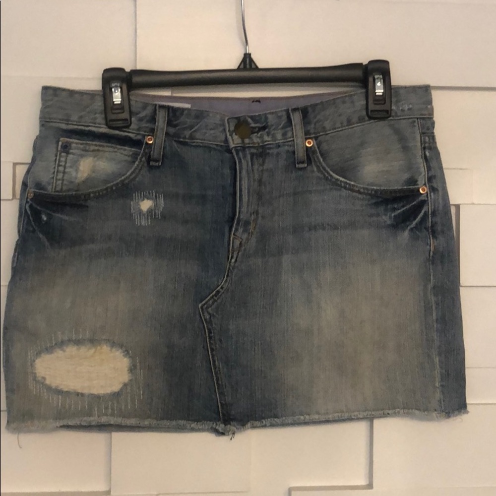 Distressed Denim Skirt